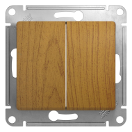 Выключатель двухклавишный Schneider Electric Glossa Дуб (в сборе) 