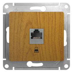 Розетка компьютерная 1xRJ45 UTP 5e категории Schneider Electric Glossa Дуб (в сборе) 