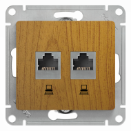Розетка компьютерная двойная 2xRJ45 UTP 5e категории Schneider Electric Glossa Дуб (в сборе) 