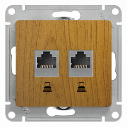 Розетка компьютерная двойная 2xRJ45 UTP 5e категории Schneider Electric Glossa Дуб (в сборе) 