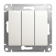 Выключатель трехклавишный Schneider Electric Glossa Перламутровый (в сборе) 