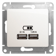 Розетка USB для зарядки устройств Schneider Electric Glossa Перламутровый (в сборе) 