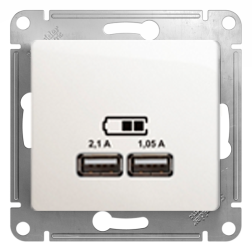 Розетка USB для зарядки устройств Schneider Electric Glossa Перламутровый (в сборе) 