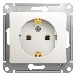 Розетка с заземлением, винтовые клеммы Schneider Electric Glossa Перламутровый (в сборе) 