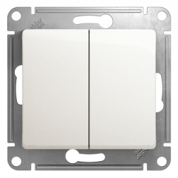 Переключатель двухклавишный (проходной) Schneider Electric Glossa Перламутровый (в сборе) 