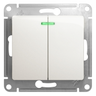 Выключатель двухклавишный с подсветкой Schneider Electric Glossa Перламутровый (в сборе) 
