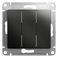 Выключатель трехклавишный Schneider Electric Glossa Антрацит (в сборе) 