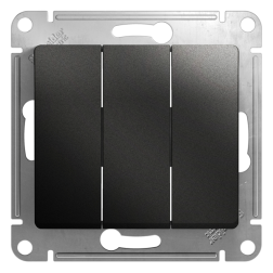 Выключатель трехклавишный Schneider Electric Glossa Антрацит (в сборе) 