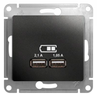 Розетка USB для зарядки устройств Schneider Electric Glossa Антрацит (в сборе) 