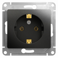 Розетка с заземлением, винтовые клеммы Schneider Electric Glossa Антрацит (в сборе) 