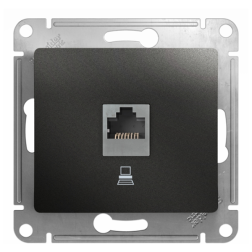 Розетка компьютерная 1xRJ45 UTP 5e категории Schneider Electric Glossa Антрацит (в сборе) 