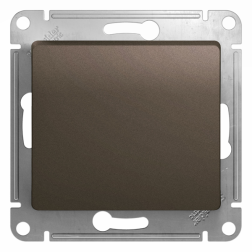 Переключатель одноклавишный (проходной) Schneider Electric Glossa Шоколад (в сборе) 