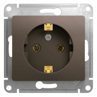 Розетка с заземлением, винтовые клеммы Schneider Electric Glossa Шоколад (в сборе) 