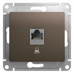 Розетка компьютерная 1xRJ45 UTP 5e категории Schneider Electric Glossa Шоколад (в сборе) 