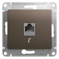 Розетка телефонная 1xRJ11 Schneider Electric Glossa Шоколад (в сборе) 