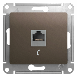 Розетка телефонная 1xRJ11 Schneider Electric Glossa Шоколад (в сборе) 