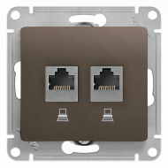Розетка компьютерная двойная 2xRJ45 UTP 5e категории Schneider Electric Glossa Шоколад (в сборе) 
