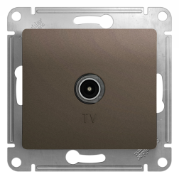Розетка TV простая Schneider Electric Glossa Шоколад (в сборе) 
