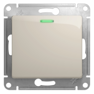 Выключатель одноклавишный с подсветкой Schneider Electric Glossa Молочный (в сборе) 