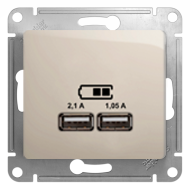 Розетка USB для зарядки устройств Schneider Electric Glossa Молочный (в сборе) 