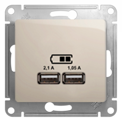 Розетка USB для зарядки устройств Schneider Electric Glossa Молочный (в сборе) 