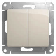 Выключатель двухклавишный Schneider Electric Glossa Молочный (в сборе) 