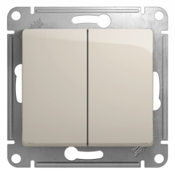 Выключатель двухклавишный Schneider Electric Glossa Молочный (в сборе) 