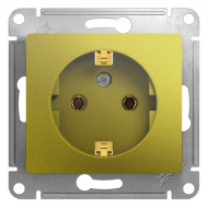 Розетка с заземлением, винтовые клеммы Schneider Electric Glossa Фисташковый (в сборе) 