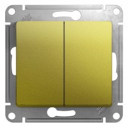 Переключатель двухклавишный (проходной) Schneider Electric Glossa Фисташковый (в сборе) 