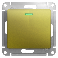 Выключатель двухклавишный с подсветкой Schneider Electric Glossa Фисташковый (в сборе) 