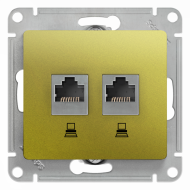 Розетка компьютерная двойная 2xRJ45 UTP 5e категории Schneider Electric Glossa Фисташковый (в сборе) 