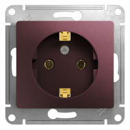 Розетка с заземлением, винтовые клеммы Schneider Electric Glossa Баклажановый (в сборе) 