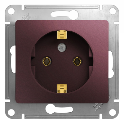 Розетка с заземлением, винтовые клеммы Schneider Electric Glossa Баклажановый (в сборе) 