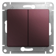 Выключатель двухклавишный Schneider Electric Glossa Баклажановый (в сборе) 
