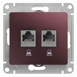 Розетка компьютерная двойная 2xRJ45 UTP 5e категории Schneider Electric Glossa Баклажановый (в сборе) 