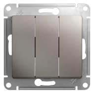 Выключатель трехклавишный Schneider Electric Glossa Платина (в сборе) 