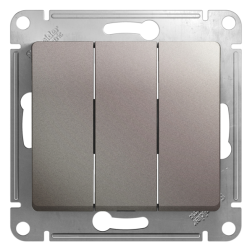 Выключатель трехклавишный Schneider Electric Glossa Платина (в сборе) 