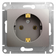 Розетка с заземлением, винтовые клеммы Schneider Electric Glossa Платина (в сборе) 