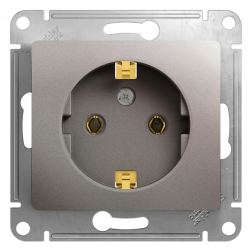 Розетка с заземлением, винтовые клеммы Schneider Electric Glossa Платина (в сборе) 