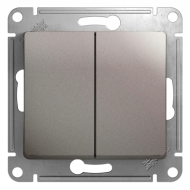 Выключатель двухклавишный Schneider Electric Glossa Платина (в сборе) 