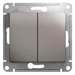Переключатель двухклавишный (проходной) Schneider Electric Glossa Платина (в сборе) 