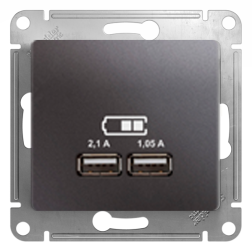 Розетка USB для зарядки устройств Schneider Electric Glossa Графит (в сборе) 