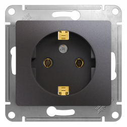 Розетка с заземлением, винтовые клеммы Schneider Electric Glossa Графит (в сборе) 