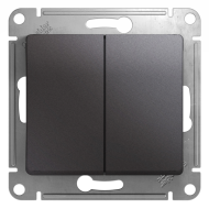 Выключатель двухклавишный Schneider Electric Glossa Графит (в сборе) 