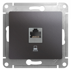 Розетка компьютерная 1xRJ45 UTP 5e категории Schneider Electric Glossa Графит (в сборе) 