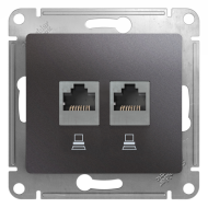 Розетка компьютерная двойная 2xRJ45 UTP 5e категории Schneider Electric Glossa Графит (в сборе) 