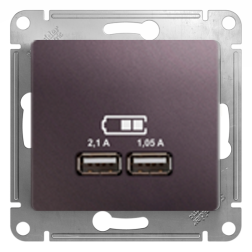 Розетка USB для зарядки устройств Schneider Electric Glossa Сиреневый туман (в сборе) 