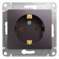 Розетка с заземлением, винтовые клеммы Schneider Electric Glossa Сиреневый туман (в сборе) 