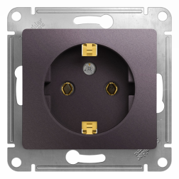 Розетка с заземлением, винтовые клеммы Schneider Electric Glossa Сиреневый туман (в сборе) 