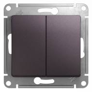 Выключатель двухклавишный Schneider Electric Glossa Сиреневый туман (в сборе) 